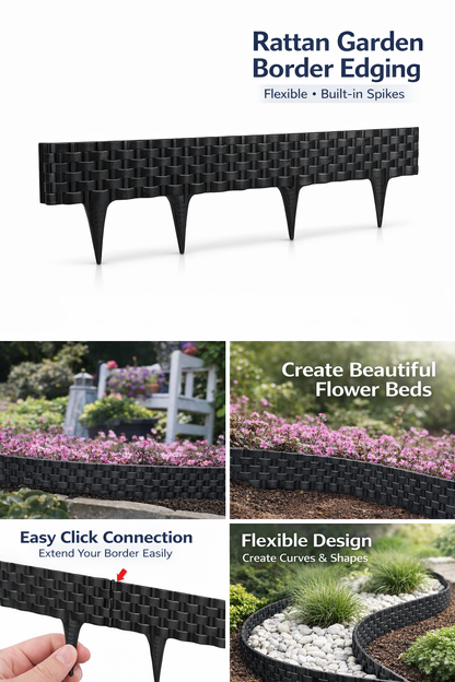 Rattan Garden Lawn Edging Border Flexible Landscape Flower Bed 2.38m DIY