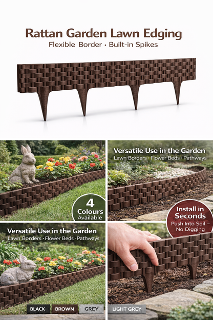 Rattan Garden Lawn Edging Border Flexible Landscape Flower Bed 2.38m DIY