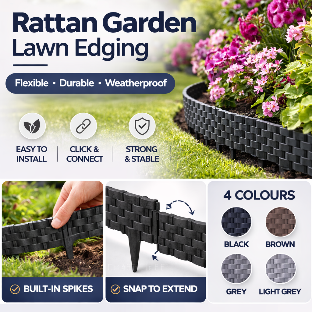 Rattan Garden Lawn Edging Border Flexible Landscape Flower Bed 2.38m DIY