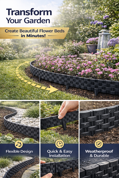 Rattan Garden Lawn Edging Border Flexible Landscape Flower Bed 2.38m DIY