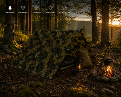 Camo Fishing Shelter Tarp Waterproof Camping Bushcraft Survival Cover