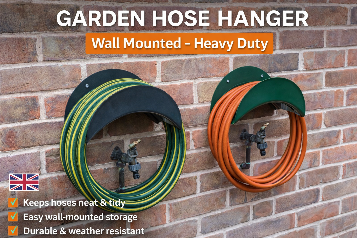 Garden Hose Hanger Wall Mount Heavy Duty Pipe Holder Storage Rack UK