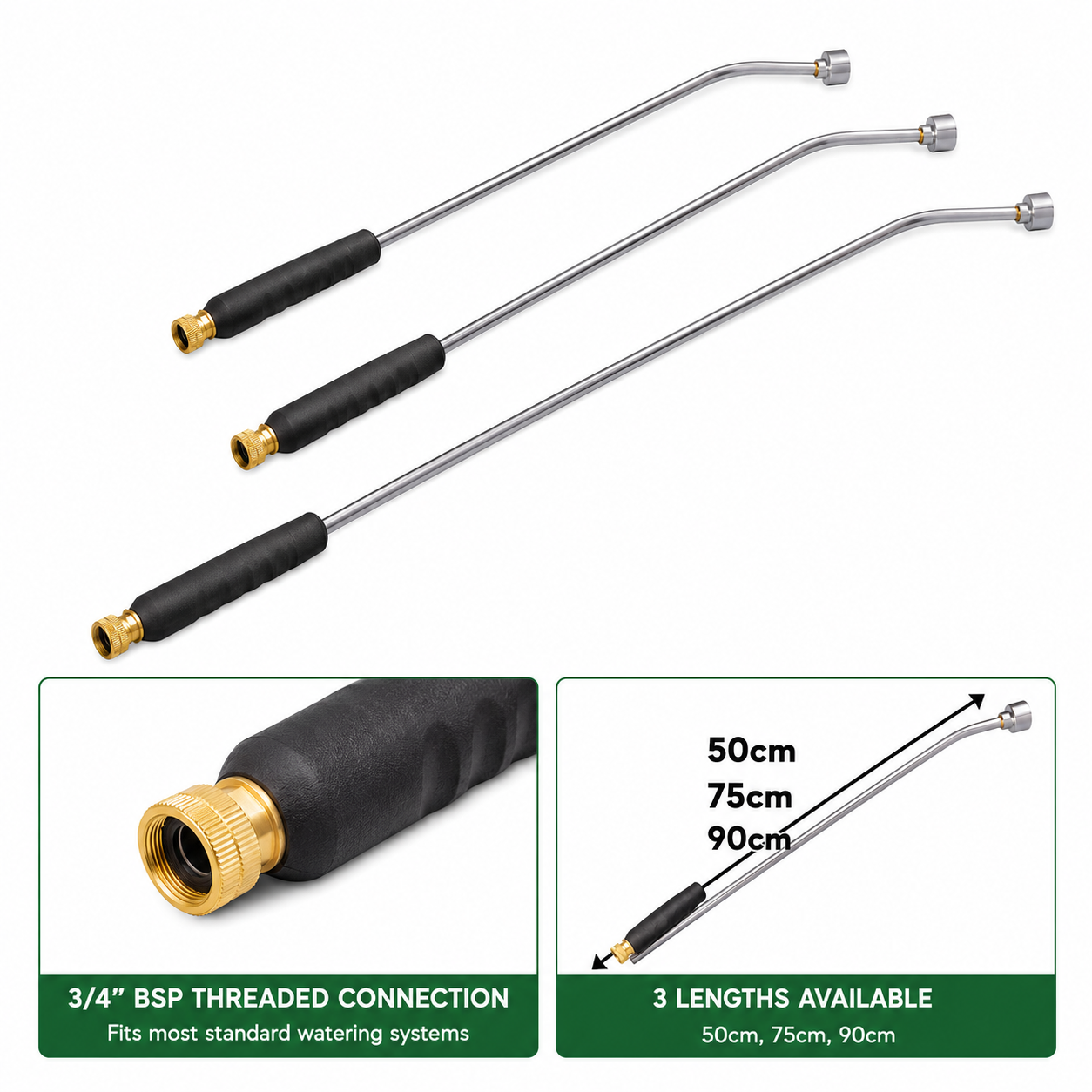 Professional Watering Lance Garden Rose Aluminium Long Reach 50 75 90cm