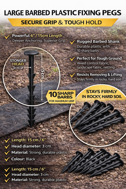 Weed Membrane Pegs Plastic & Metal Fixing Nails Barbed Smooth U Shape Various Sizes