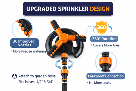 360° Rotating Garden Sprinkler Lawn Watering 3 Arm Irrigation System