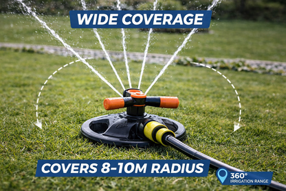 360° Rotating Garden Sprinkler Lawn Watering 3 Arm Irrigation System