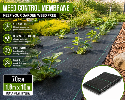 Heavy Duty Weed Control Fabric Ground Cover Membrane UV Resistant & Pegs