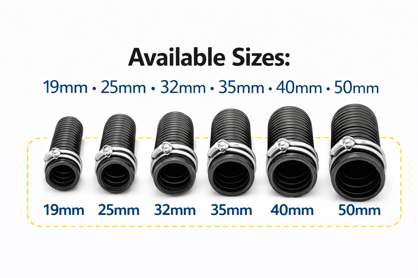 Water Butt Overflow Hose Flexible Drain Pipe Motorhome Caravan Waste 19-50mm