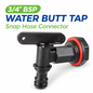 3/4" BSP Male Snap-On PP Tap with Washers & Nut