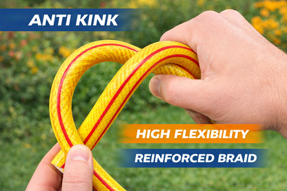 6 Layer Garden Hose Pipe 1/2" Yellow Anti Kink UV Resistant Water Hose