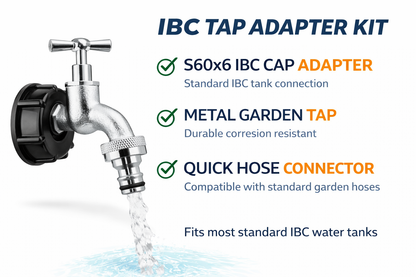 IBC Tank Adapter S60x6 Tap 1/2 BSP Water Tank Outlet Garden Tap Connector Kit