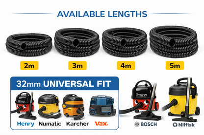 32mm Vacuum Cleaner Hose Replacement Suction Pipe Flexible 2m 3m 4m 5m