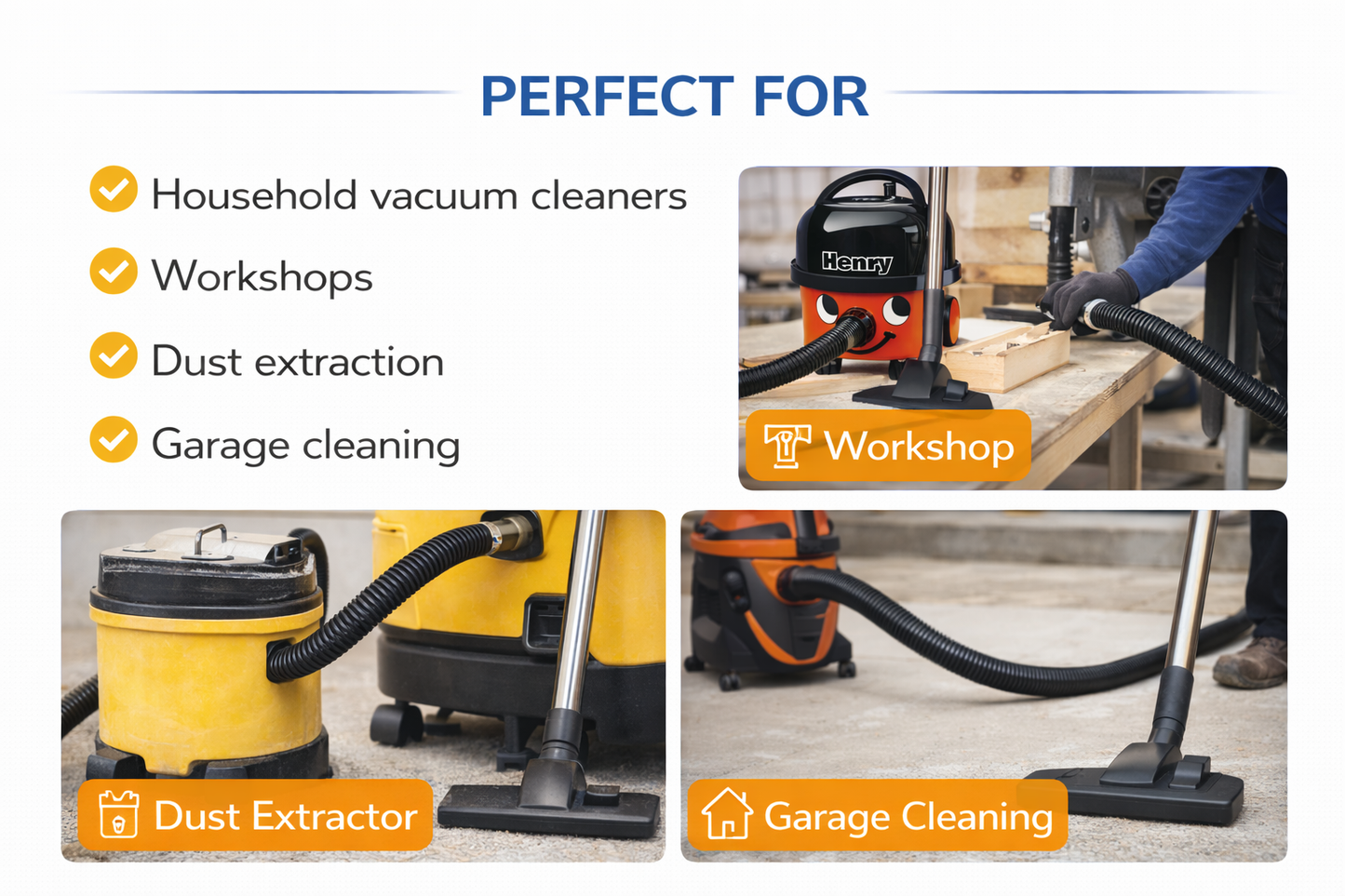 32mm Vacuum Cleaner Hose Replacement Suction Pipe Flexible 2m 3m 4m 5m