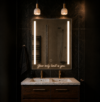 Personalised LED Bathroom Mirror Custom Text Wall Mounted Touch Illuminated
