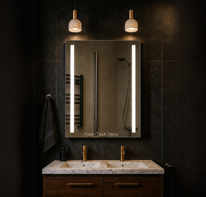 Personalised LED Bathroom Mirror Custom Text Wall Mounted Touch Illuminated