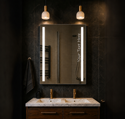 Personalised LED Bathroom Mirror Custom Text Wall Mounted Touch Illuminated