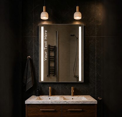 Personalised LED Bathroom Mirror Custom Text Wall Mounted Touch Illuminated