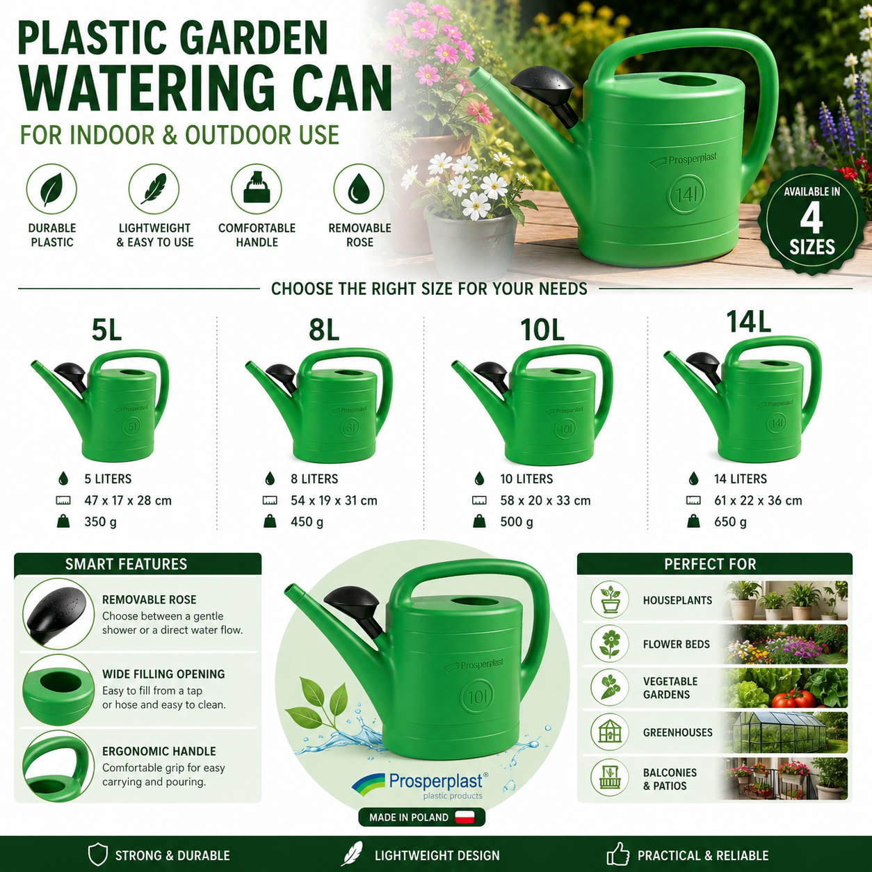 Agritrade Watering Can  5L, 8L, 10L & 14L Garden Watering Can Indoor Outdoor