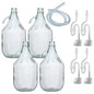 Set of 4 Plain 5L Glass Demijohns Complete With Airlock, Bung and Tube