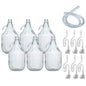 Set of 6 Plain 5L Glass Demijohns Complete With Airlock, Bung and Tube