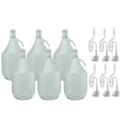 Set of 6 Glass Demijohns 5L Complete with Swing-Top Lid, Airlock and Bung