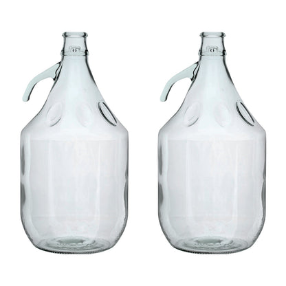 Set of 2 Plain 5L Glass Demijohns