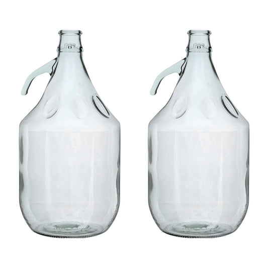 Set of 2 Plain 5L Glass Demijohns