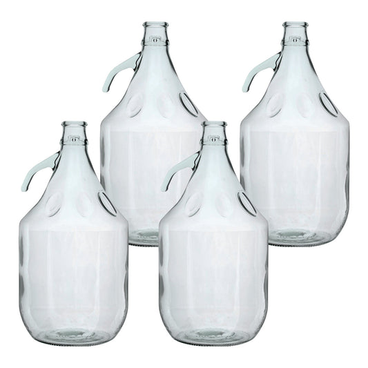 Set of 4 Plain 5L Glass Demijohns