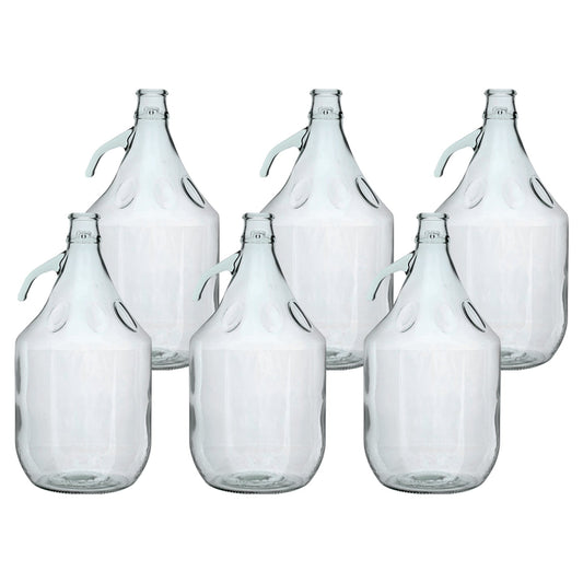 Set of 6 Plain 5L Glass Demijohns