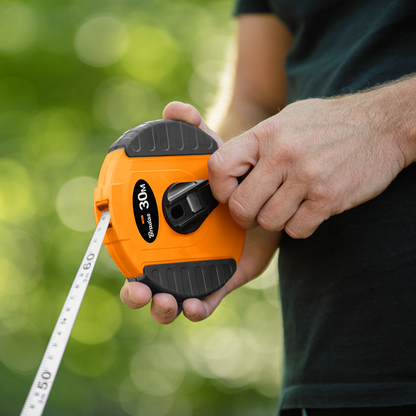 13mm Wide Fibreglass Measuring Tape – Black/Orange, 20m to 50m Range