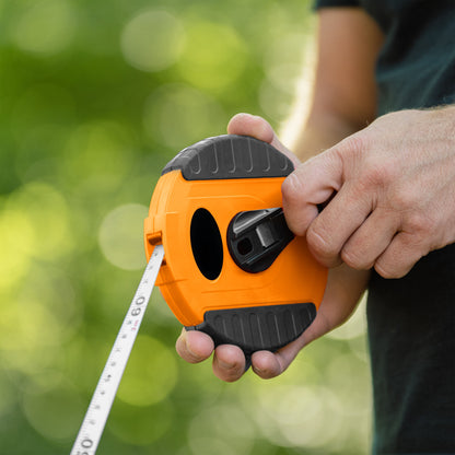 13mm Wide Fibreglass Measuring Tape – Black/Orange, 20m to 50m Range