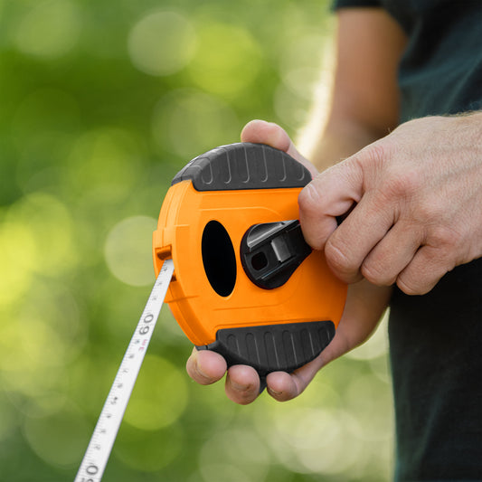 13mm Wide Fibreglass Measuring Tape – Black/Orange, 20m to 50m Range