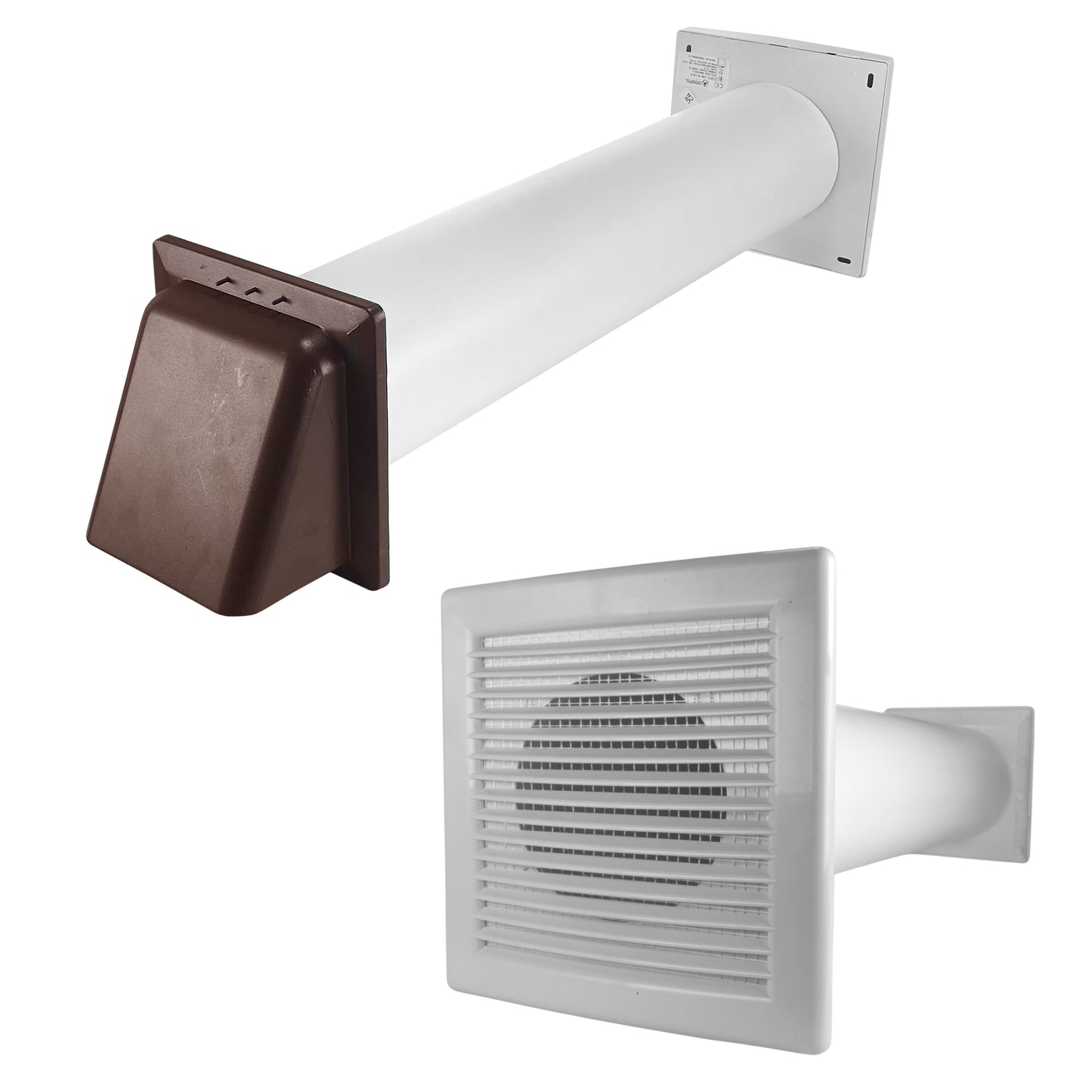 DL0163 Through-Wall Ventilation Set with Internal Louvre Grille and Brown Exterior Cover