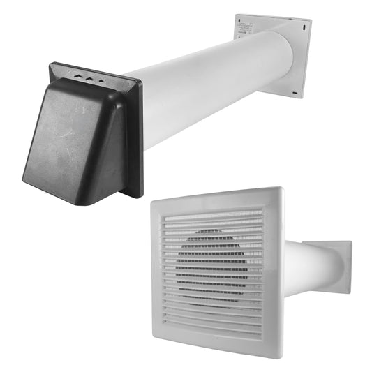 DL0163 Through-Wall Ventilation Set with Internal Louvre Grille and Graphite Exterior Cover