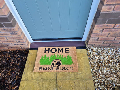 Entrance Mat 60x40 cm – “Home Is Where We Park It” Design