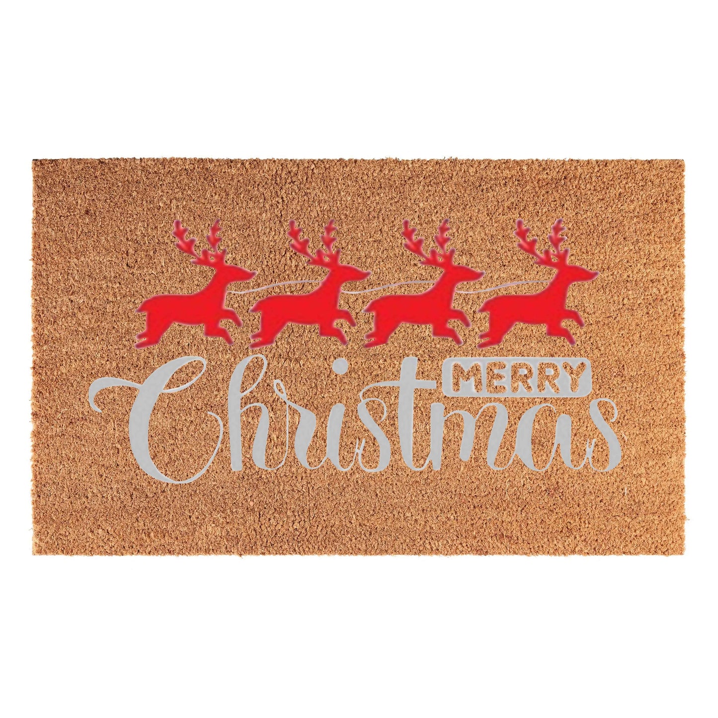 Festive Doormat 60x40 cm – ‘Merry Christmas’ in Red and Silver