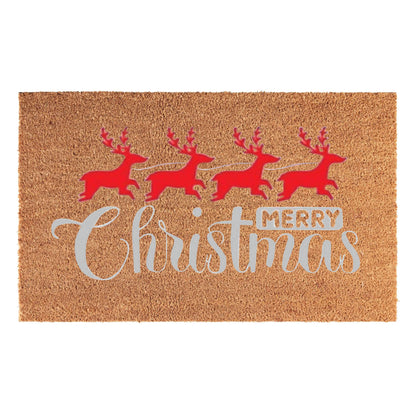Festive Doormat 60x40 cm – ‘Merry Christmas’ in Red and Silver