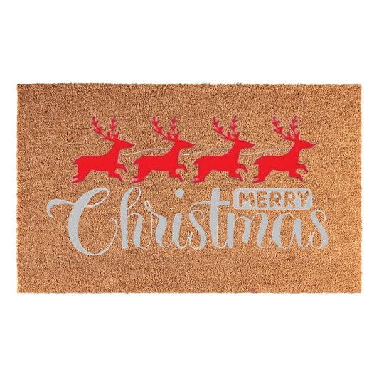 Festive Doormat 60x40 cm – ‘Merry Christmas’ in Red and Silver