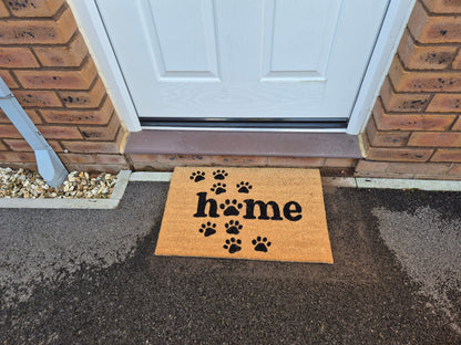 Doormat 60x40 cm – “Home” with Paw Print Design