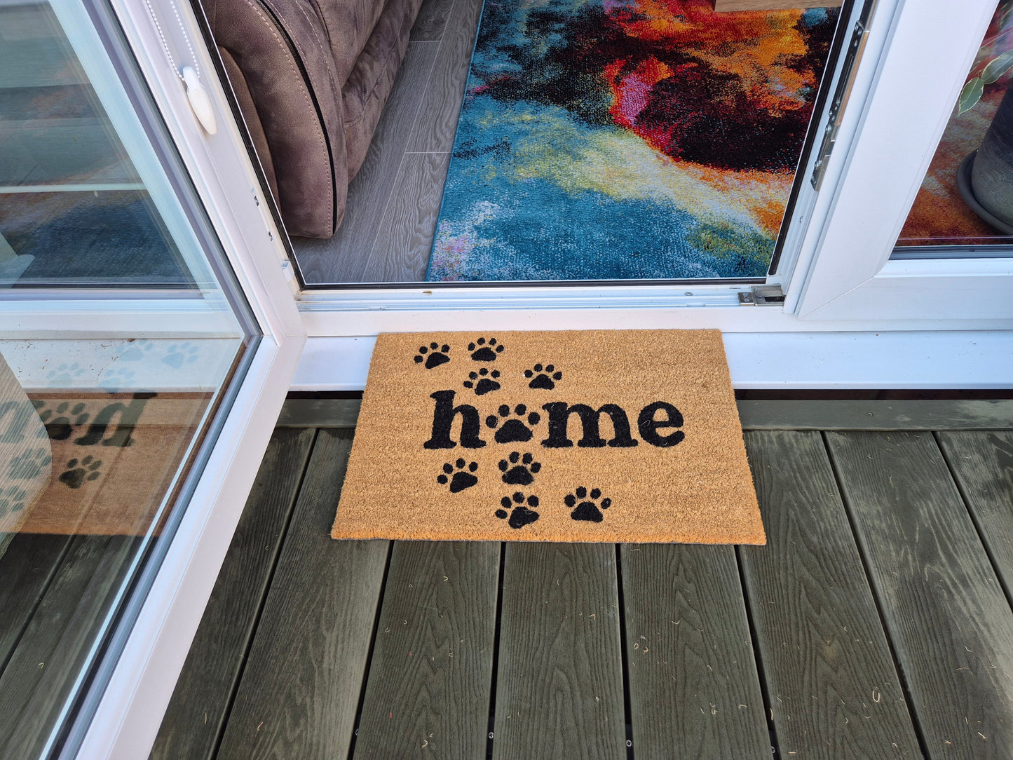 Doormat 60x40 cm – “Home” with Paw Print Design