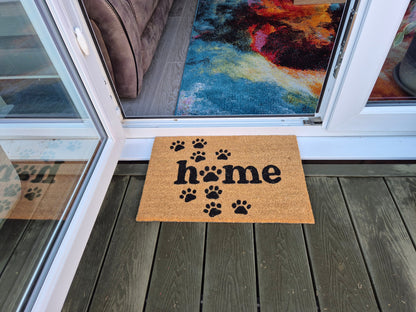 Doormat 60x40 cm – “Home” with Paw Print Design