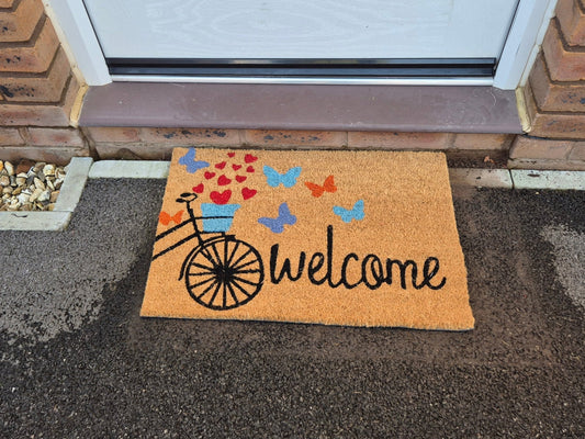 Coir Doormat 60cm x 40cm – ‘Welcome’ with Bicycle Design