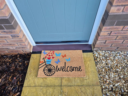 Coir Doormat 60cm x 40cm – ‘Welcome’ with Bicycle Design