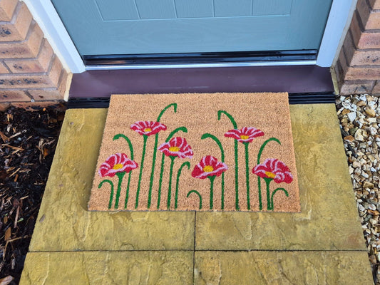 Decorative 60x40cm Doormat – Poppy Flower Design