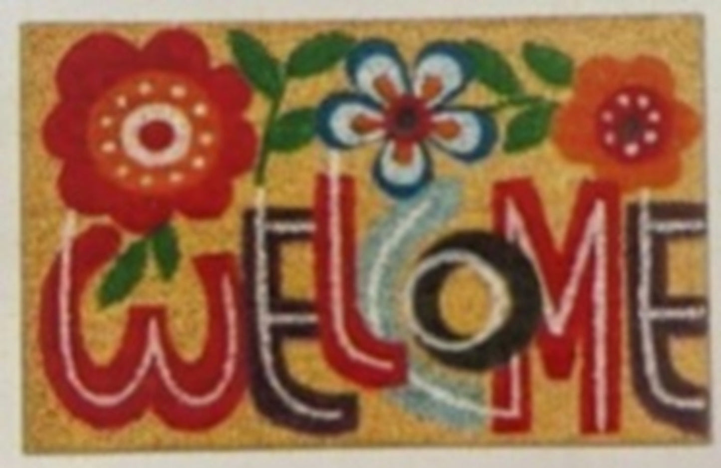 Coir Doormat 60cm x 40cm – ‘Welcome’ with Floral Design