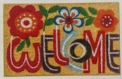 Coir Doormat 60cm x 40cm – ‘Welcome’ with Floral Design