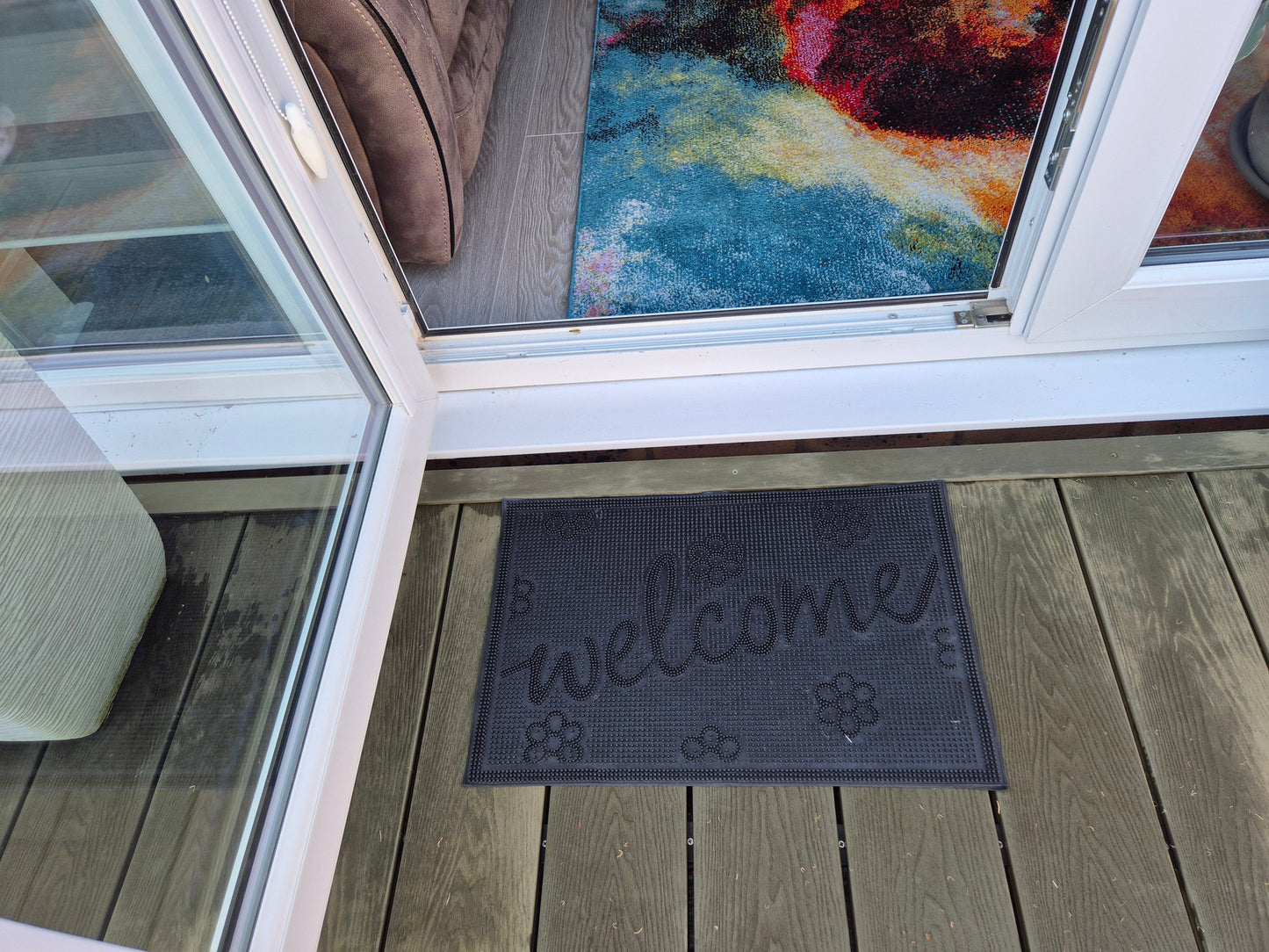 Decorative Rubber Welcome Mat 60x40cm – Small Floral Design