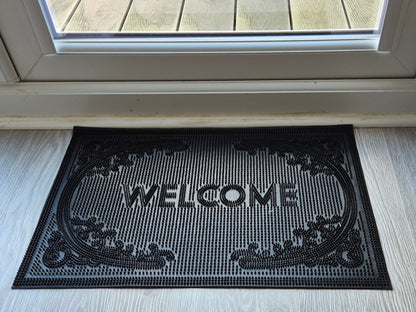 Welcome Rubber Door Mat 60x40cm – Design D2