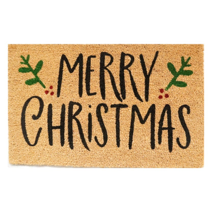 60cm x 40cm Festive Doormat with 'Merry Christmas' (Holly) Design