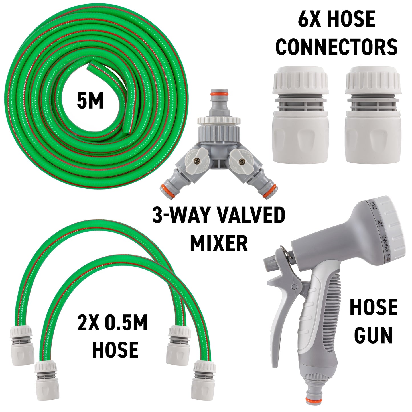 Green Dog Shower Accessory Set with Hot & Cold Water Mix, Valves Included